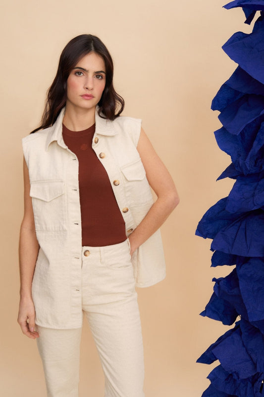 Chaleco GIVERNY Beige Dots